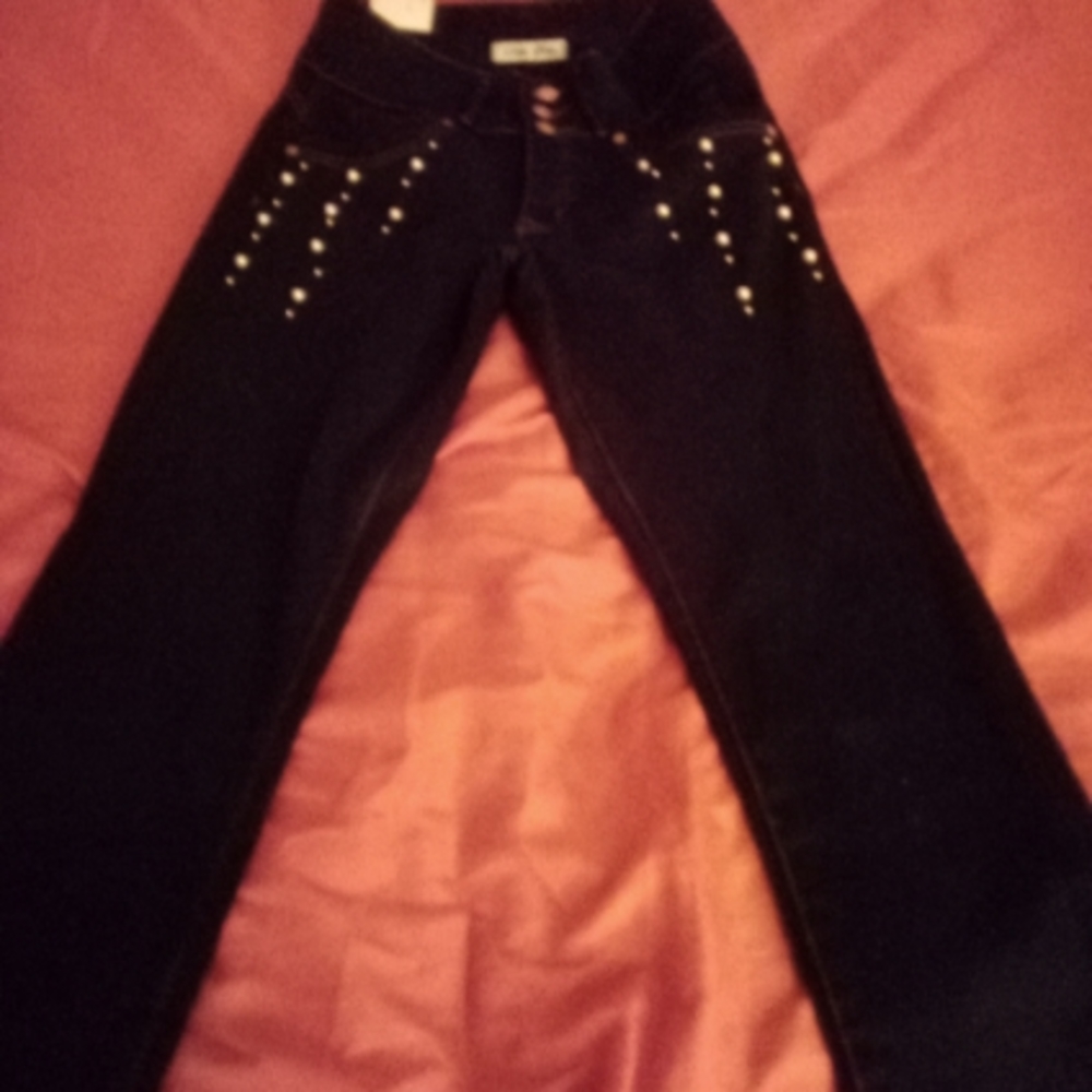 Skinny jeans beaded front size 5/6